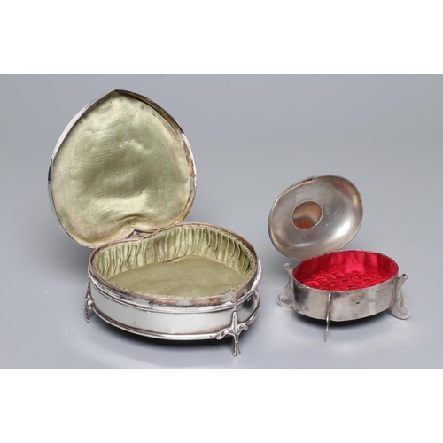 166 - A SILVER HEART SHAPED DRESSING TABLE BOX, makers Saunders and Shepherd, Birmingham 1917, the engine ... 