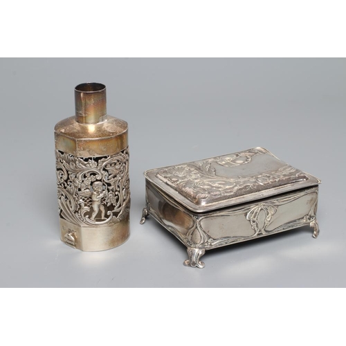 191 - AN EDWARDIAN SILVER DRESSING TABLE BOX, maker's mark mis-struck (HS?), Birmingham 1904, of rounded o... 