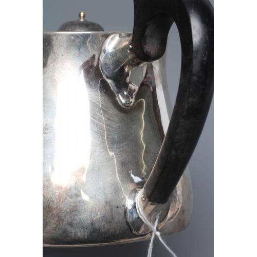 199 - A VICTORIAN SILVER TEAPOT, maker Garrards, London 1864, of plain rounded tapering cylindrical form, ... 