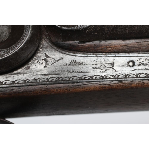 414 - A PERCUSSION DOUBLE BARRELLED SHOTGUN, by J.Green, with 27 1/2