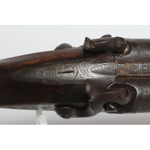 414 - A PERCUSSION DOUBLE BARRELLED SHOTGUN, by J.Green, with 27 1/2