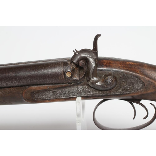 414 - A PERCUSSION DOUBLE BARRELLED SHOTGUN, by J.Green, with 27 1/2