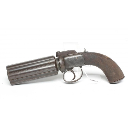 429 - A LARGE PERCUSSION PEPPER BOX PISTOL by W. A. Beckwith, London, with 4 3/4