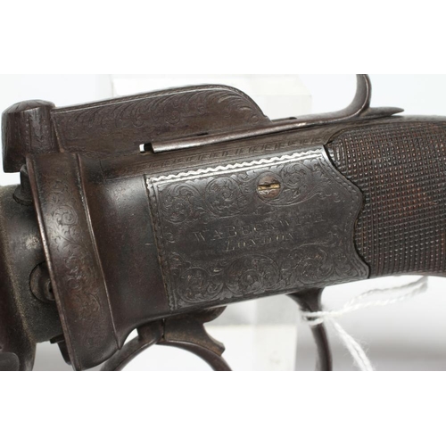 429 - A LARGE PERCUSSION PEPPER BOX PISTOL by W. A. Beckwith, London, with 4 3/4