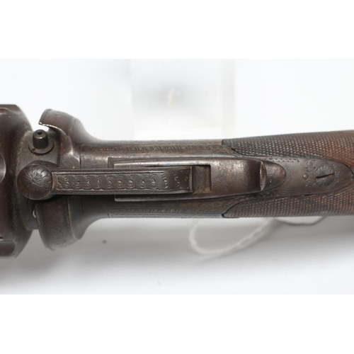 429 - A LARGE PERCUSSION PEPPER BOX PISTOL by W. A. Beckwith, London, with 4 3/4