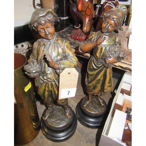 7 - PAIR OF SPELTER FIGURES