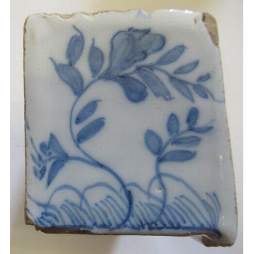 34 - AN ENGLISH DELFT FLOWER BRICK, c.1760, possibly Liverpool, of plain oblong form with eighteen pierce... 