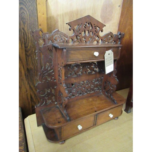 1002 - ANTIQUE FRETWORK DISPLAY SHELF