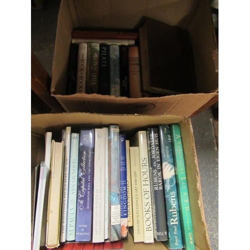 127 - TWO BOXES OF BOOKS INCLUDING LAWRENCE SEVEN PILLARS OF WISDOM