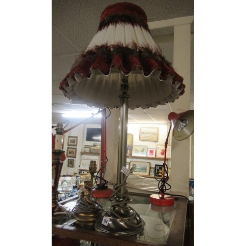 168 - TABLE LAMP WITH FEATHERED SHADE