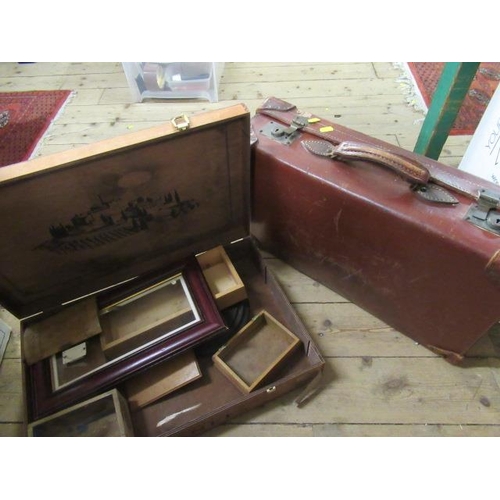 175 - SUITCASE WOODEN BOXES AND CONTENTS