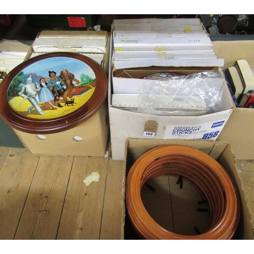 180 - TWO BOXES OF COLLECTABLE PLATES AND A BOX OF PLATE FRAMES