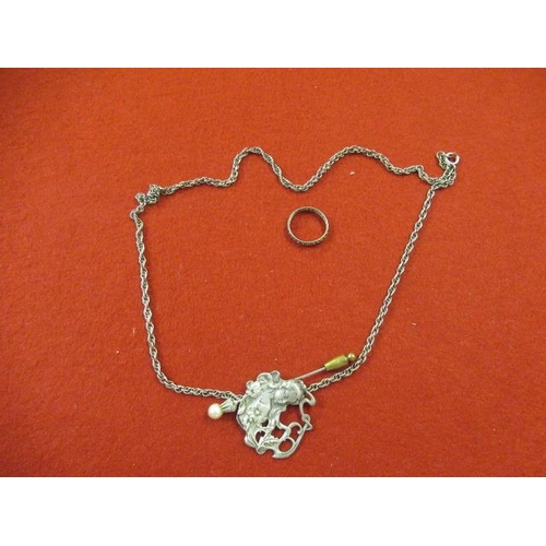 223 - SILVER NECKLACE AND PENDANT ETC