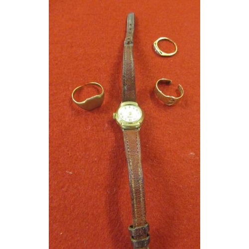 241 - 9CT GOLD CASED WATCH ETC