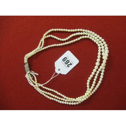 269 - CULTURED PEARL TRIPLE STRAND NECKLACE