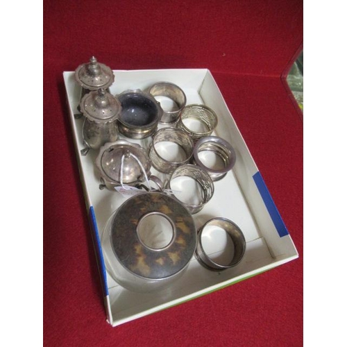 280 - QUANTITY OF SILVER NAPKIN RINGS AND OTHER ITEMS