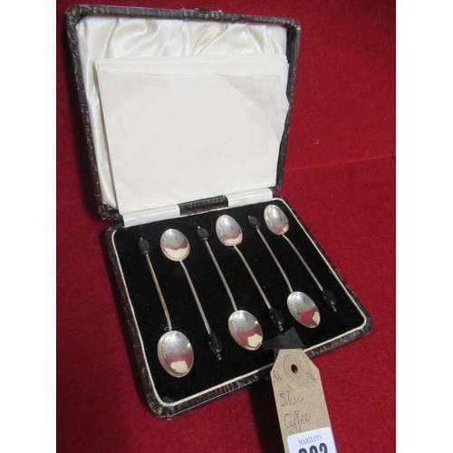 302 - SILVER COFFEE BEAN SPOONS