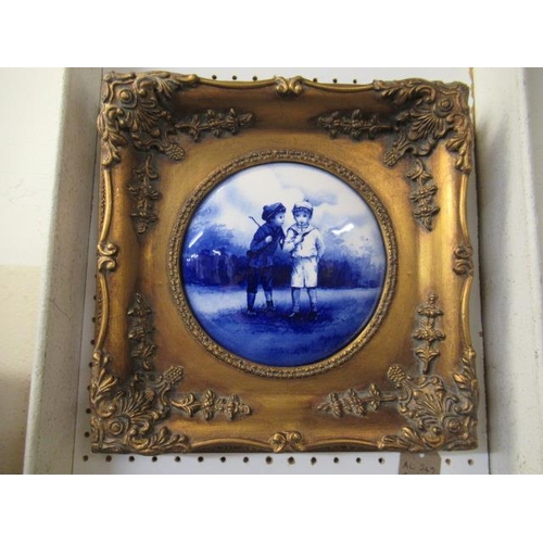 796 - GILT FRAMED ENAMEL PLAQUE