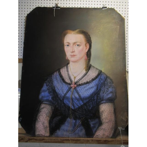 801 - CHALK PORTRAIT OF A LADY DATED 1869