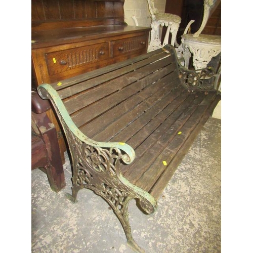 987 - GARDEN BENCH WITH METAL ENDS