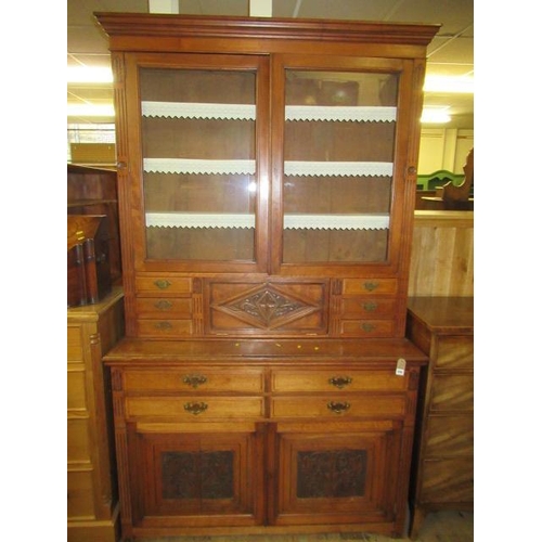 996 - GLAZED BOOKCASE ON CUPBOARD