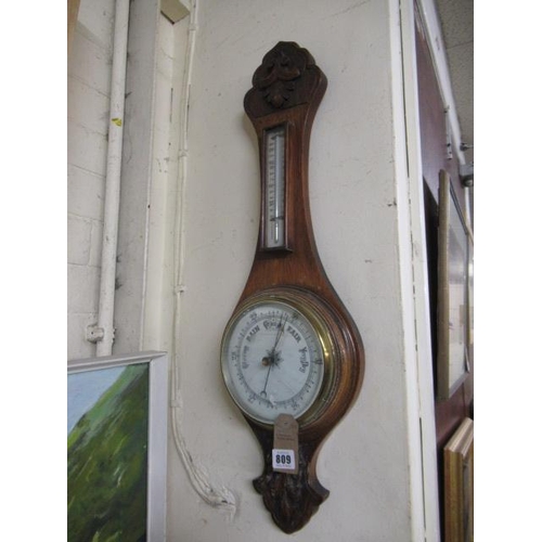 809 - OAK FRAMED BAROMETER