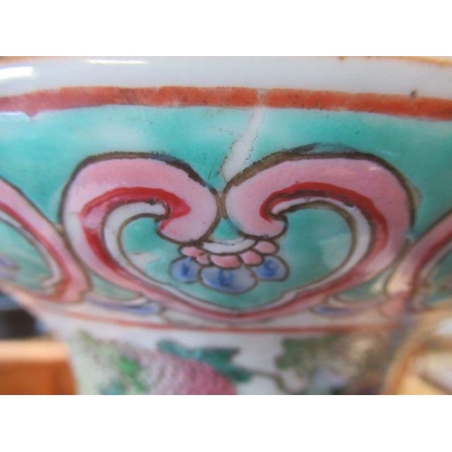 1 - A CANTONESE PORCELAIN FAMILLE ROSE TWO HANDLED ROULEAU VASE painted with two panels of court dignita... 