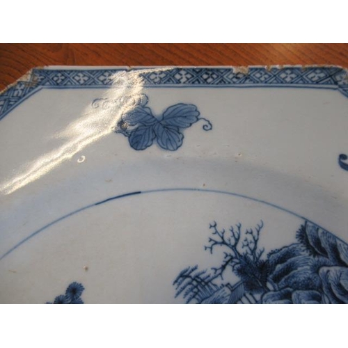 3 - A CHINESE PORCELAIN CHARGER of octagonal form, painted in underglaze blue with a deer in open landsc... 