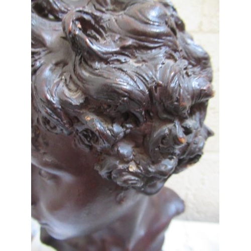 550 - AFTER DENYS PIERRE PUECH (1854-1942) Jeune Romaine, bronze effect bust, bears signature, 16