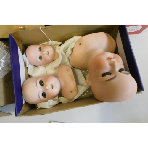 105 - A quantity of bisque, wax and composition doll parts, including an AM 370 9 DEP shoulder head, an AM... 