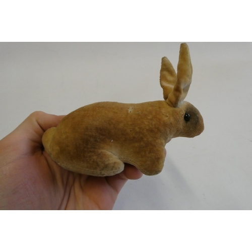 124 - An early velvet rabbit, possibly Steiff, with shoe button eyes, 5