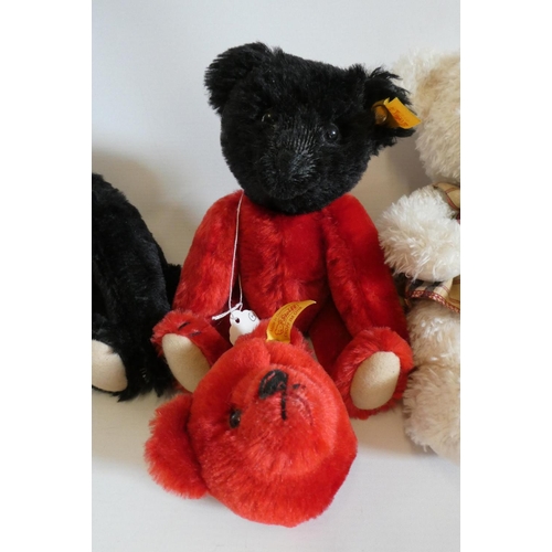 136 - Three Steiff teddy bears including red and black bears with magnetic (interchangeable) joints, and a... 