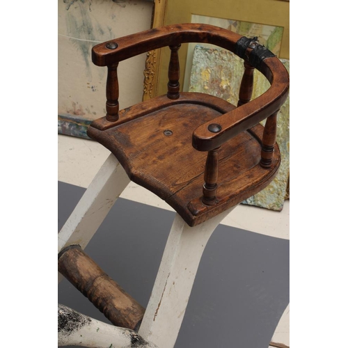 153 - A G & J Lines rocking horse, late 19th century, of carved wood construction painted in dappled grey,... 