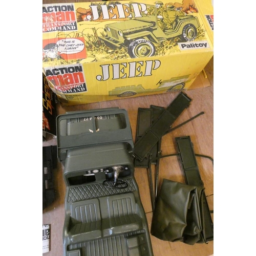 211 - Action Man accessories and vehicles, comprising boxed Space Speeder, boxed Jeep, boxed Iron Knight T... 