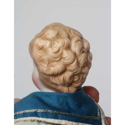 29 - A fine Simon & Halbig bisque shoulder head sailor boy doll, with moulded hair, painted features, pie... 