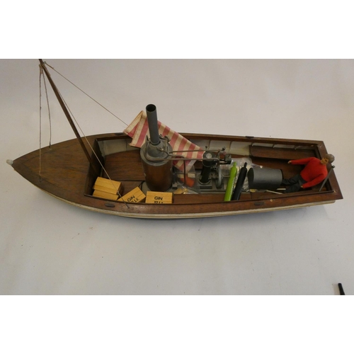 382 - Unpowered model of the African Queen, plastic and wood construction, some items loose, 70cm hull, wo... 