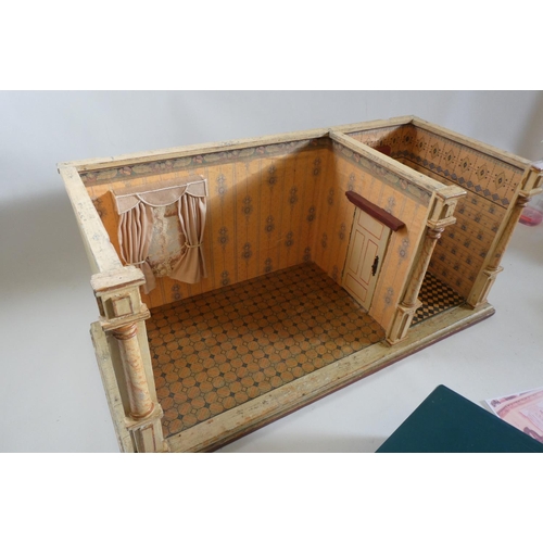 74 - Box of good quality antique dolls house furniture and accessories, comprising a two room German room... 