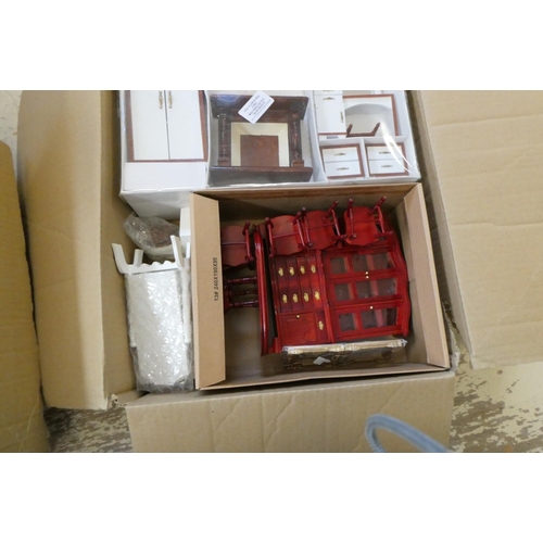 78 - 6 boxes of dolls house furniture and accessories, including 9 boxed Dijon dining table, 9 boxed Dijo... 