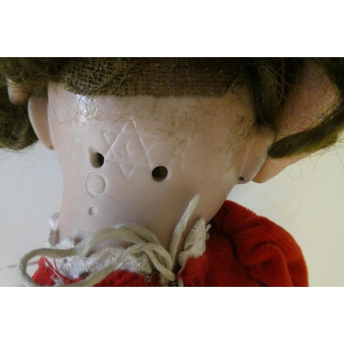 88 - A Kammer & Reinhardt bisque socket head doll, with brown glass sleeping eyes, open mouth, teeth, pie... 