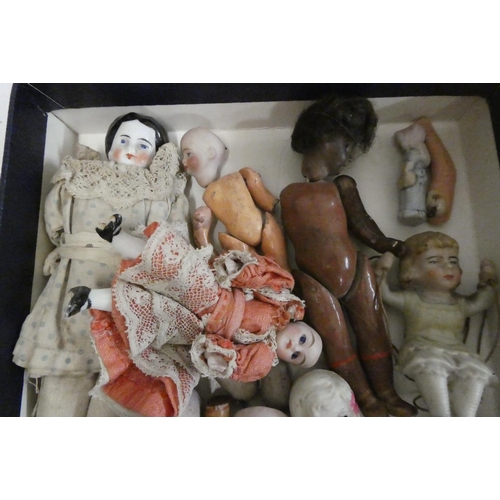 9 - Collection of miniature dolls, including an all bisque nippon doll, a Victorian china head doll and ... 