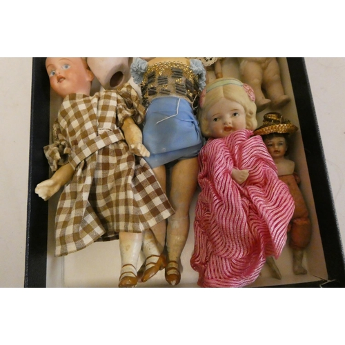 9 - Collection of miniature dolls, including an all bisque nippon doll, a Victorian china head doll and ... 