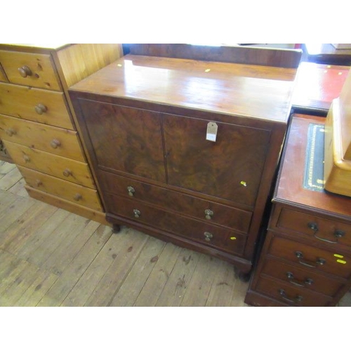 1108 - WALNUT TWO DRAWER CHEST ON CUPBOARD