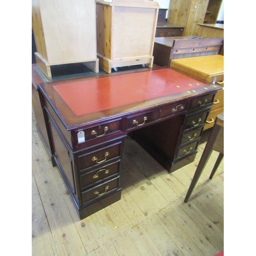 1114 - LEATHER TOPPED TWIN PEDESTAL DESK