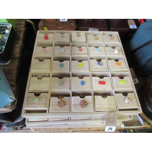 25 - THREE DRAWERS OF BUTTONS