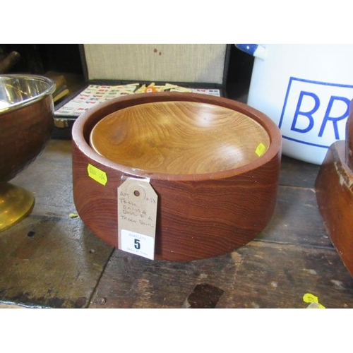 5 - TEAK DANISH BOWL AND TREEN BOWL