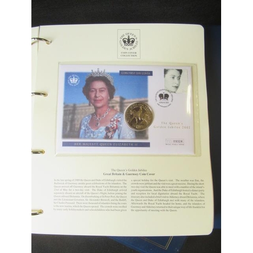 640 - TWO 2002 QUEENS GOLDEN JUBILEE COIN COVER ALBUMS