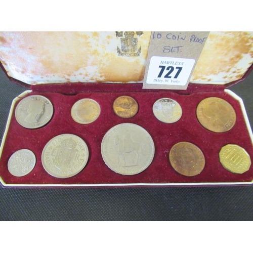 727 - CASED 1953 TEN COIN PROOF SET