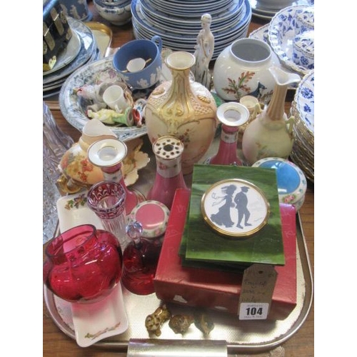 104 - TRAY OF MISCELLANEOUS INCLUDING WEDGWOOD