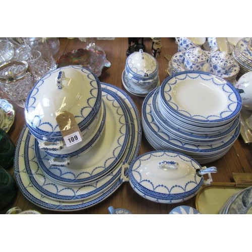 109 - QUANTITY OF COPELAND BLUE AND WHITE DINNERWARE