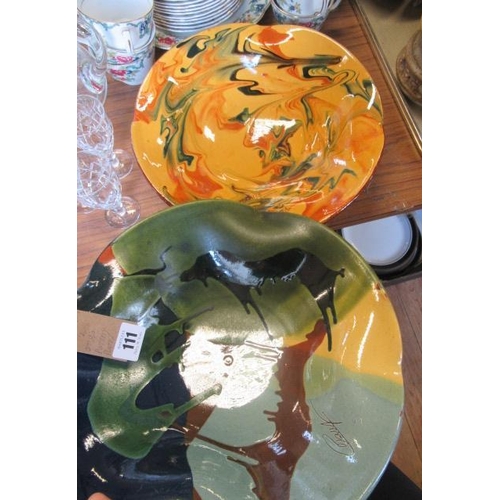 111 - TWO STUDIO POTTERY BOWLS